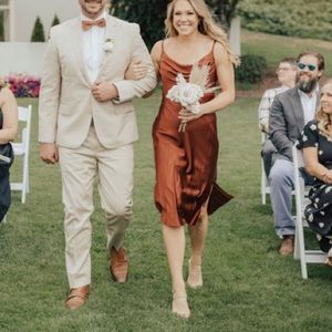 Revelry Sky Satin Midi Dress - Terracotta Rust (709)